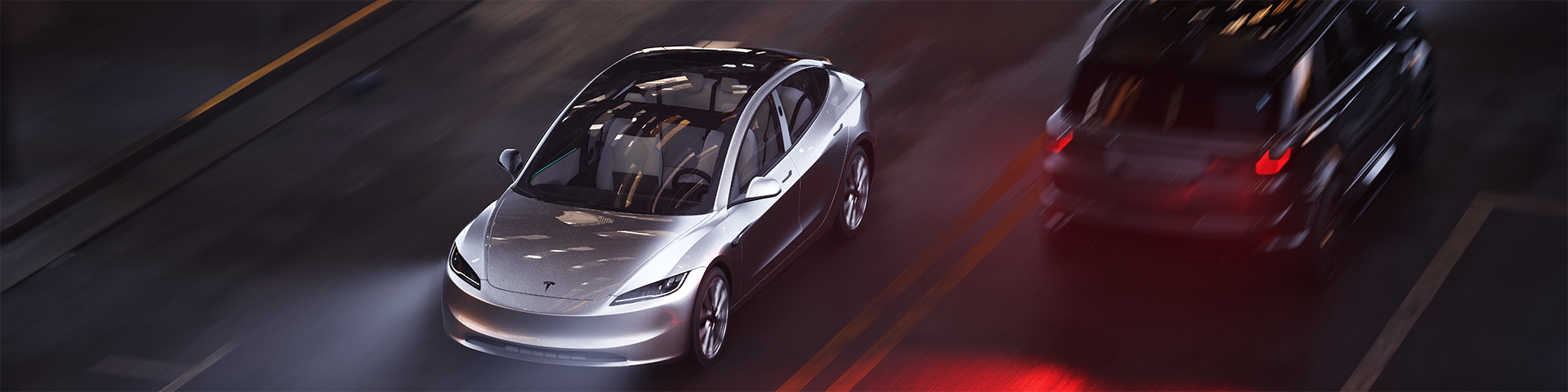 Tesla Dark runway scene