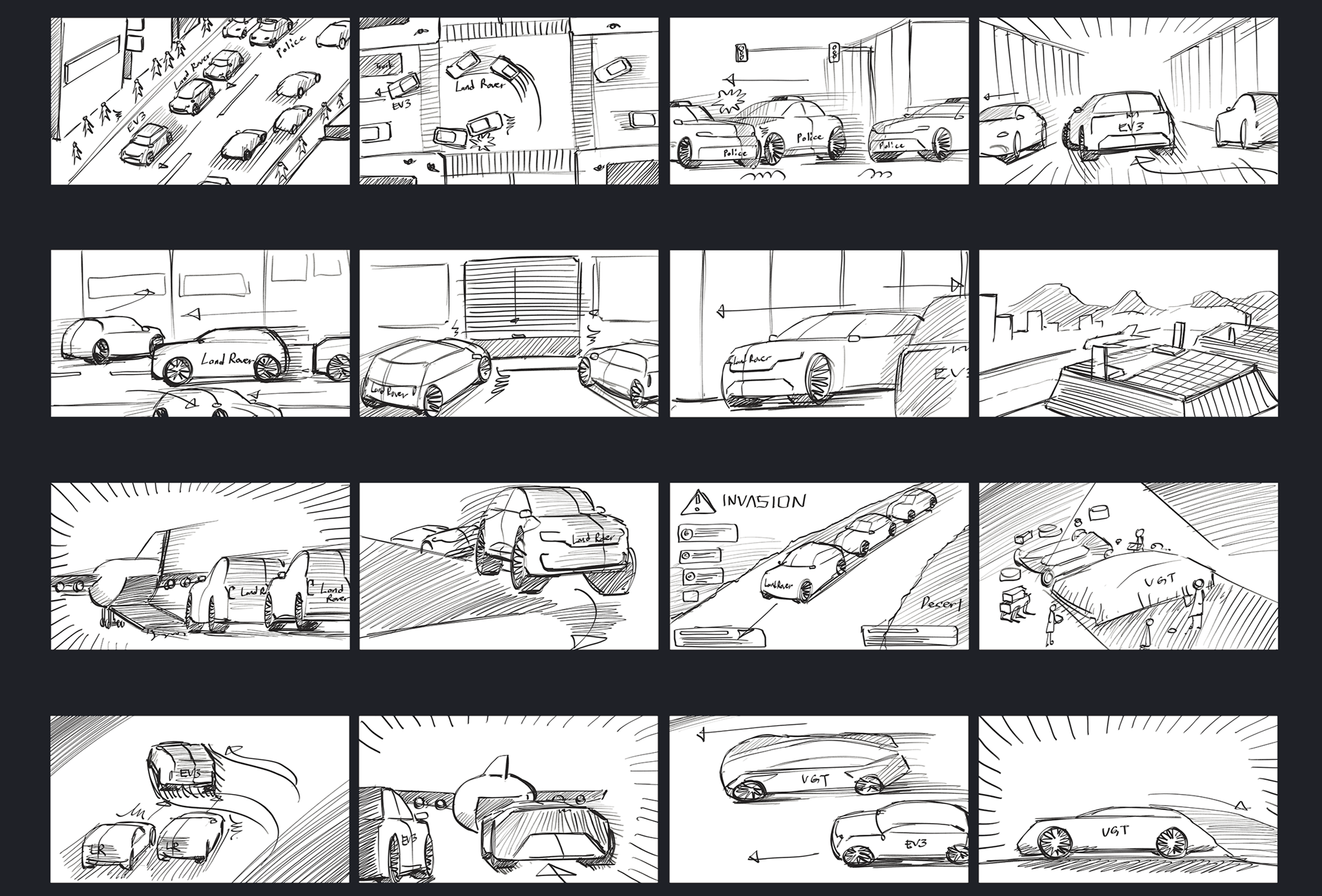 Tesla Dark storyboard one